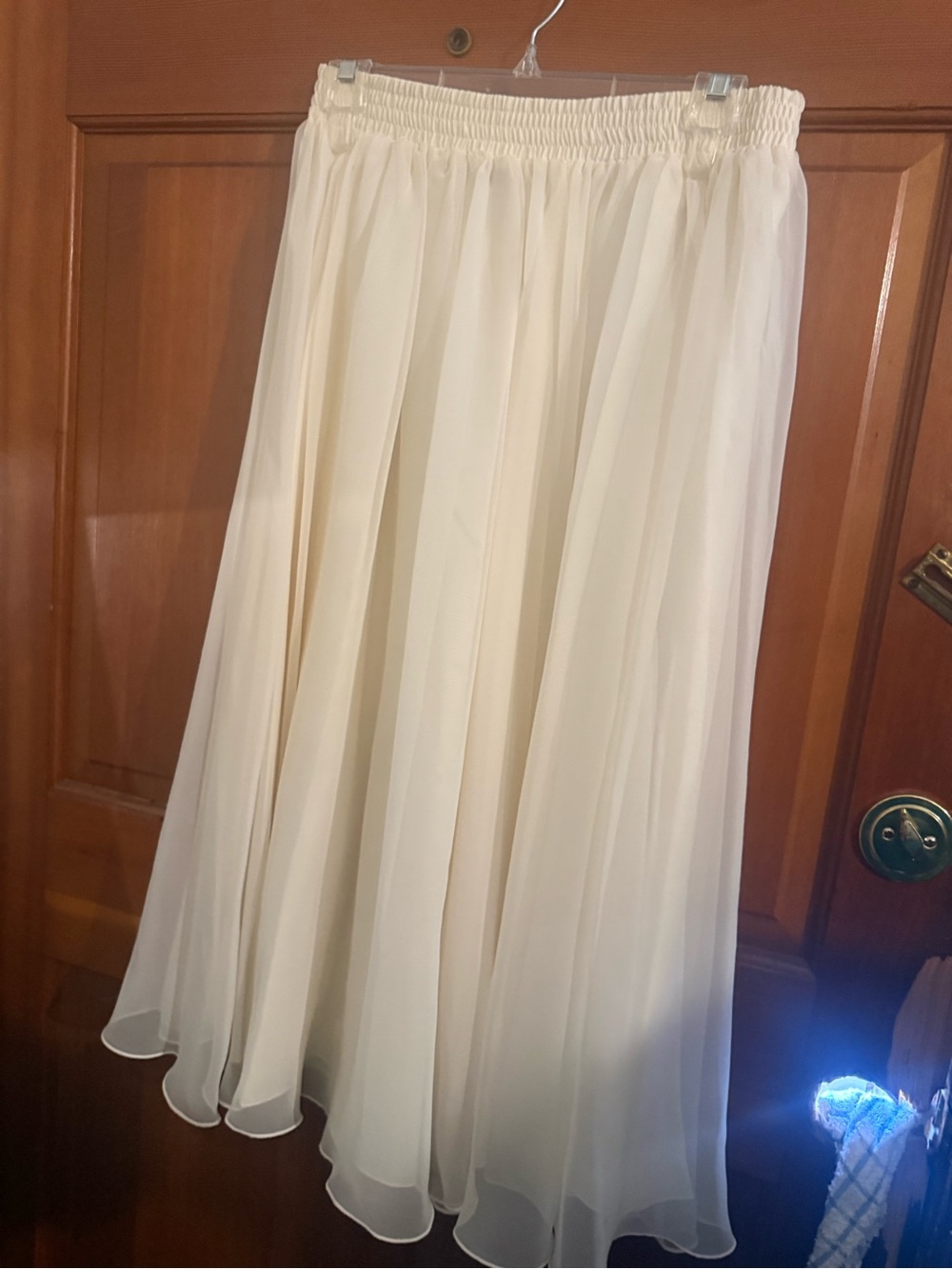breckenridge Cream Flowy Chiffon Maxi Skirt